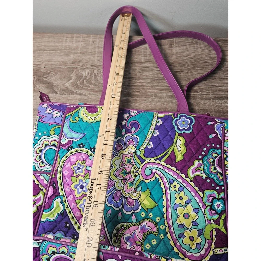 Vera Bradley Plum Crazy Paisley Quilted Cotton Tote Bag Purple Teal Floral Large